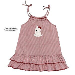 Luigi Kids 4T Red Seersucker Scottie Dog Appliqué Dress